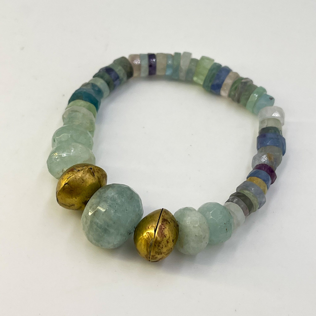 Bracelet  aigue-marine et fluorite
