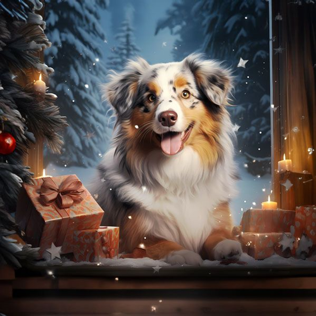 Panneau Chien Berger australien en Polyester imperméable - 30x30cm  