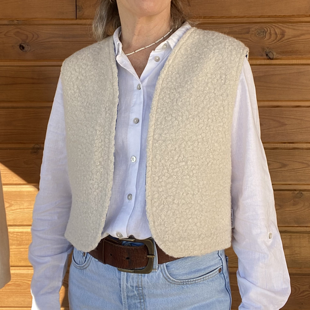 Oyat - Gilet femme réversible vichy bleu T.36