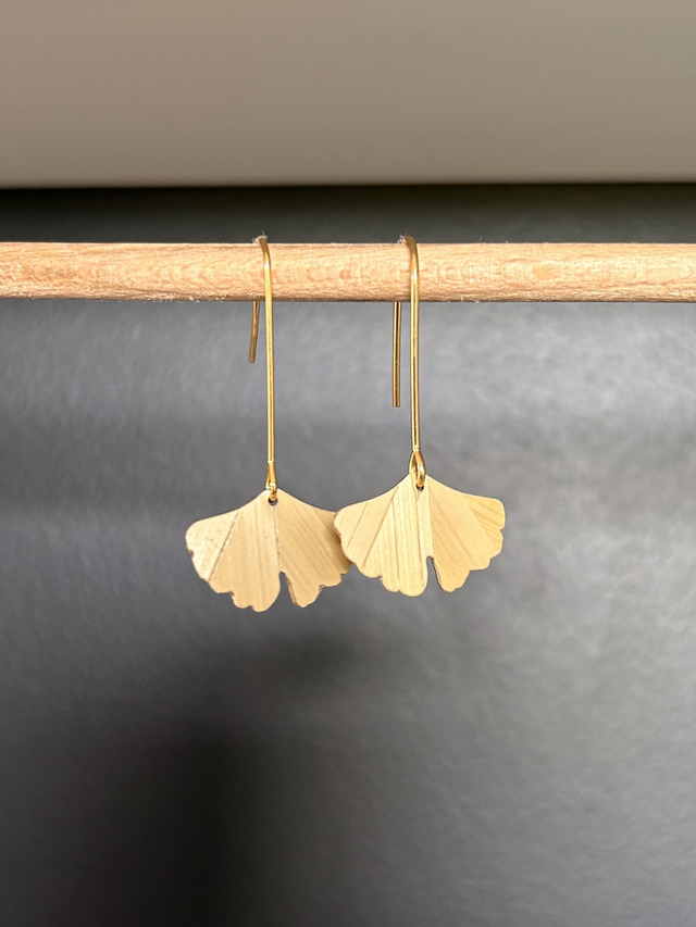 Boucles Gingko en paille naturelle