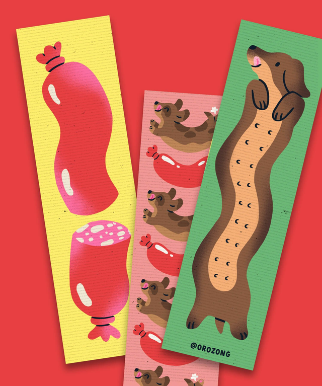 3 MARQUE-PAGES CHIEN SAUCISSE 🌭 
