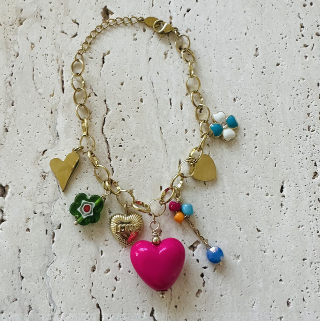 Armband roze hart 