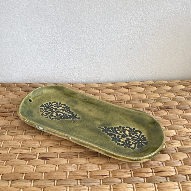 Porte encens 2 feuilles vertes