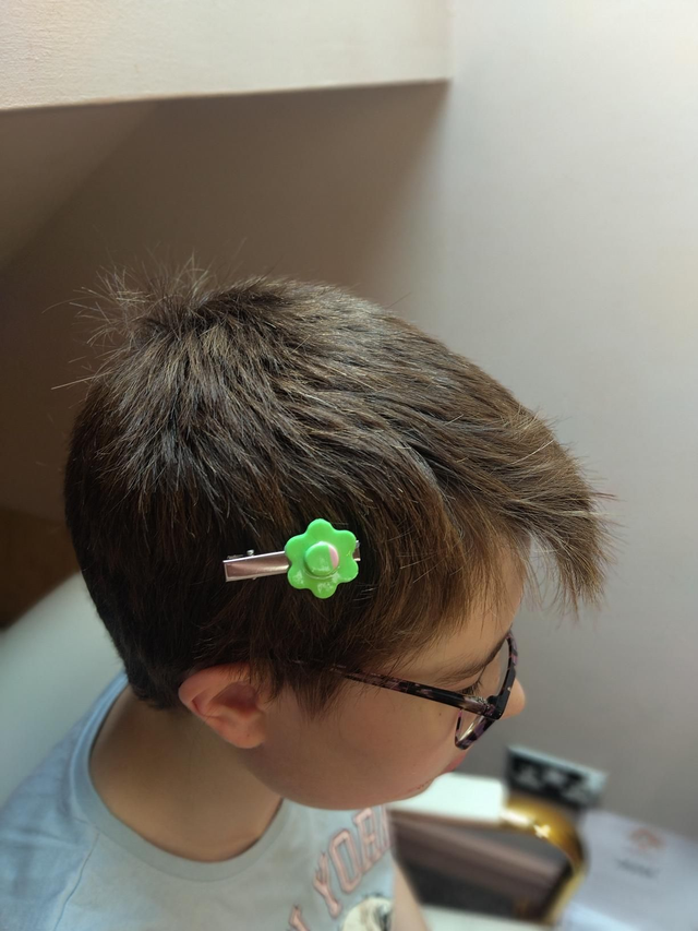 Handmade polymer clay Hair clips set of 2 -Green flowers