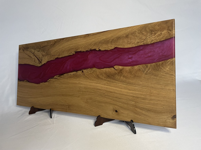 Serveerplank Eikenhout en Epoxy Roze