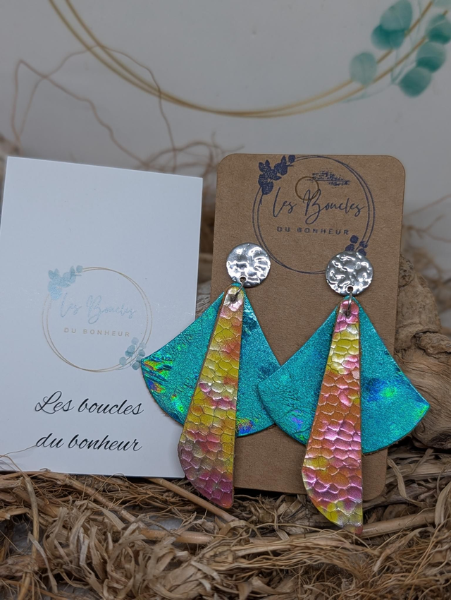 Boucles d'oreilles Georgia turquoise rose jaune ge014