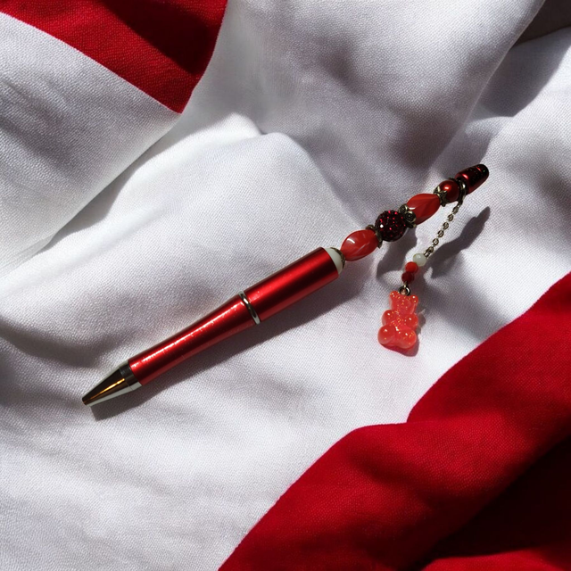 Stylo perles rouge