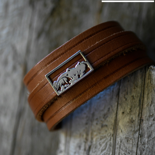 Bracelet cuir Mont Blanc largeur 3cm