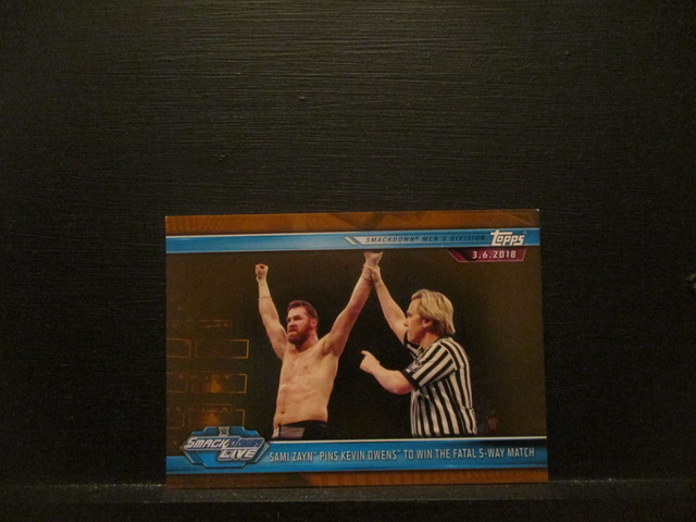 Sami Zayn Pins Kevin Owens To Win The Fatal 5-Way Match - Brown Champions Original Trading Card #88