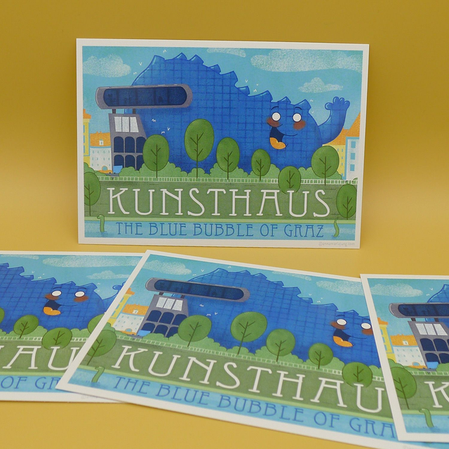 Postcard - Kunsthaus Graz - the blue bubble - A6   
