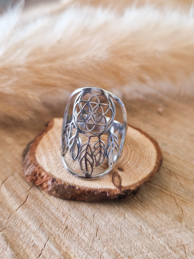 Bague "Attrape-rêves" - Modèle argenté