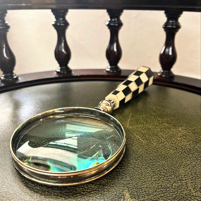 A Vintage Checkered Handle Magnifying Glass