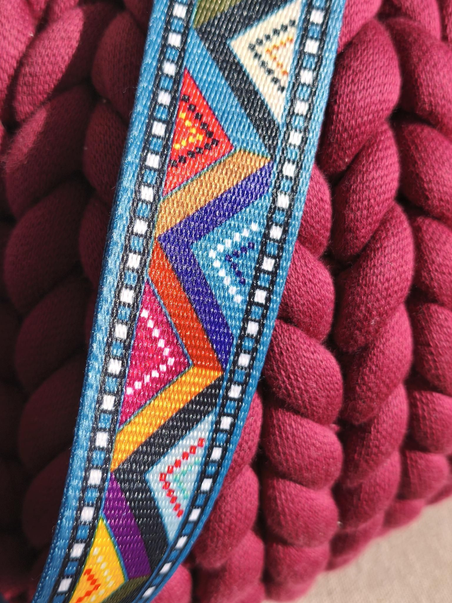 Grenat - grande bourse - logo en cuir