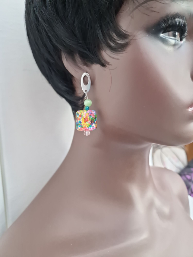 Boucles D'oreilles Pierres Naturelles Multicolore Pierres De Lune Vertes