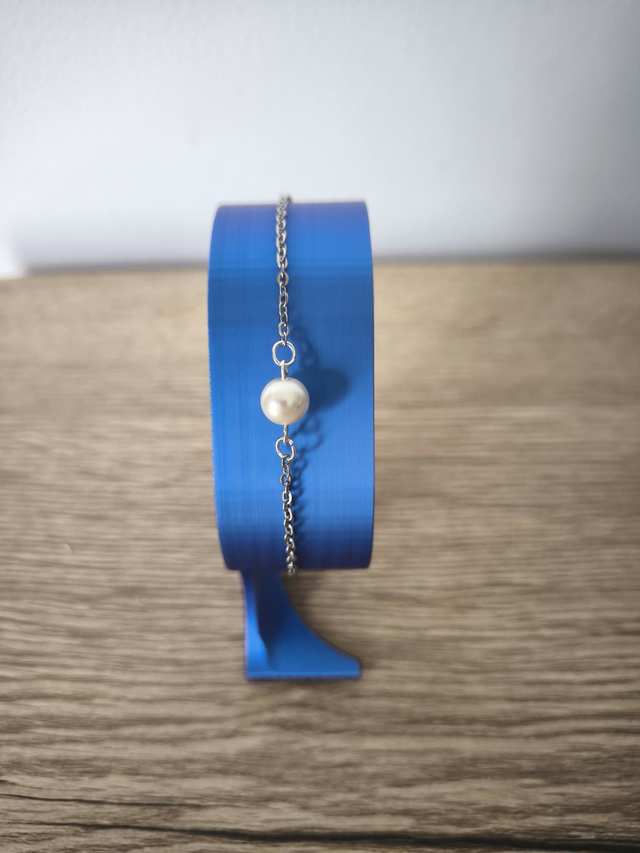 Bracelet Perle de Majorque Blanche – Bijou Femme en Acier Inoxydable