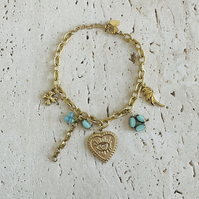 Armband hartje blauw 