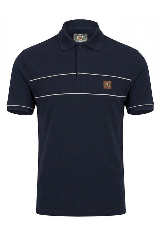 Trojan TR9127 Twin Piped Plain Polo - Navy
