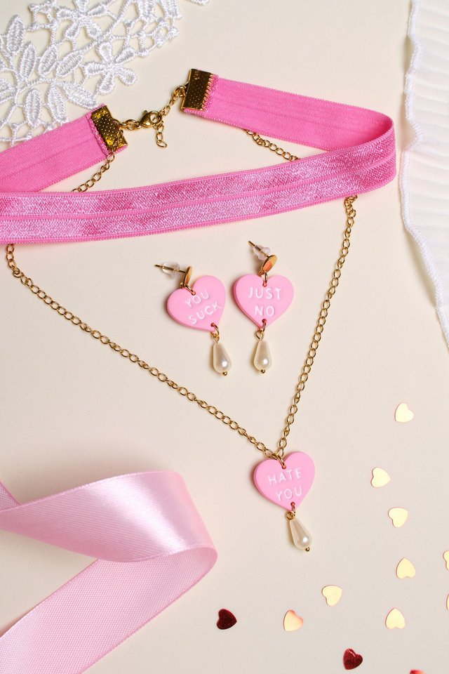 Set de corazones rosas para haters