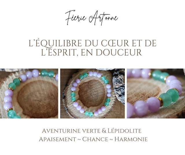 Lépidolite et aventurine verte 