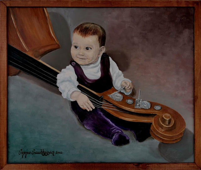 41. Mitähän vaari tykkää jos autan vähän virityksessä (50x60 cm)