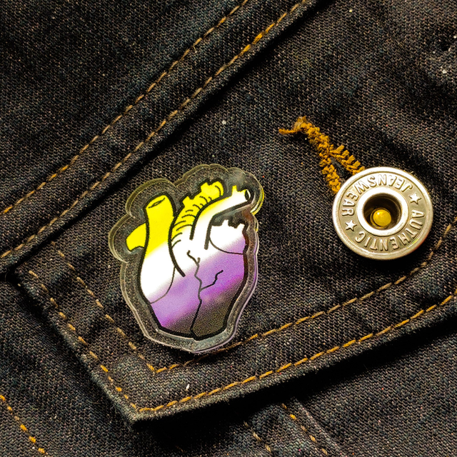 Non Binary  - Real Heart - Pin - [PIN-NB-RH]