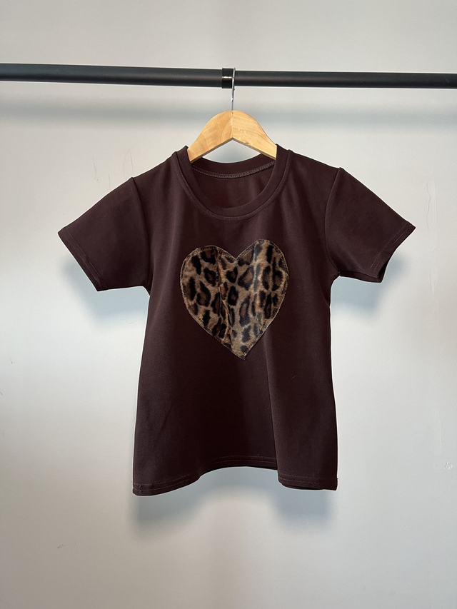 Hairy cheetah heart tee #0044