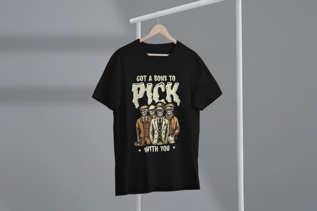 Got A Bone To Pick With You, Halloween Humor, Skeleton Puns. Ich habe ein Hühnchen zum Aussuchen, Halloween-Humor, Skelett-Wortspiele