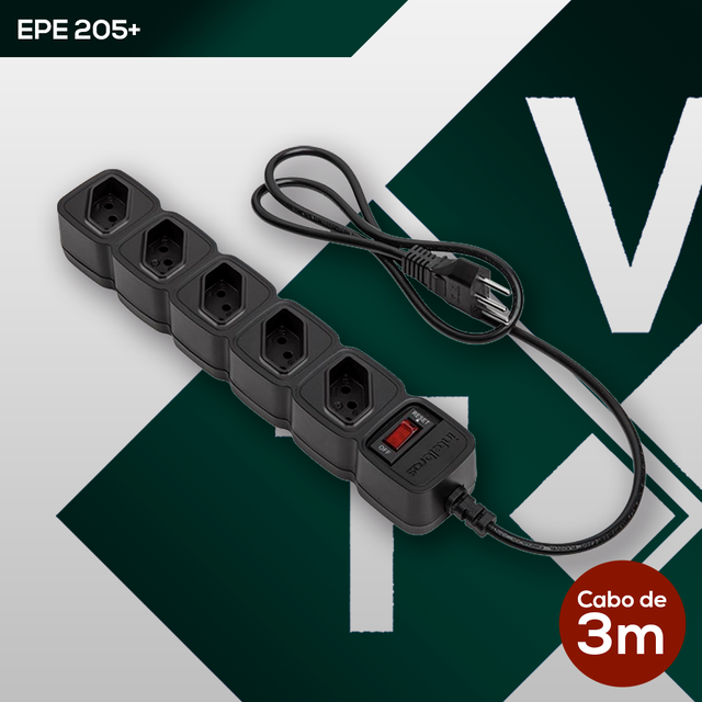 EPE 205 & EPE 205+ - Protetor Eletrônico de 1 Metro com 5 Tomadas