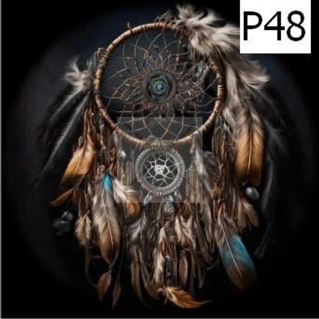 Panneau Attrape rêve indien en polyester imperméable fond noir -  40x50cm