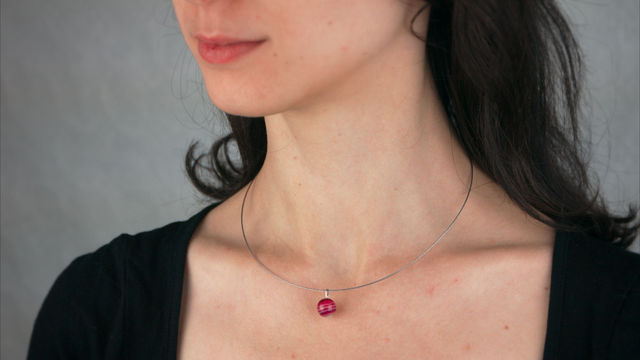 Collier pendentif agate rose