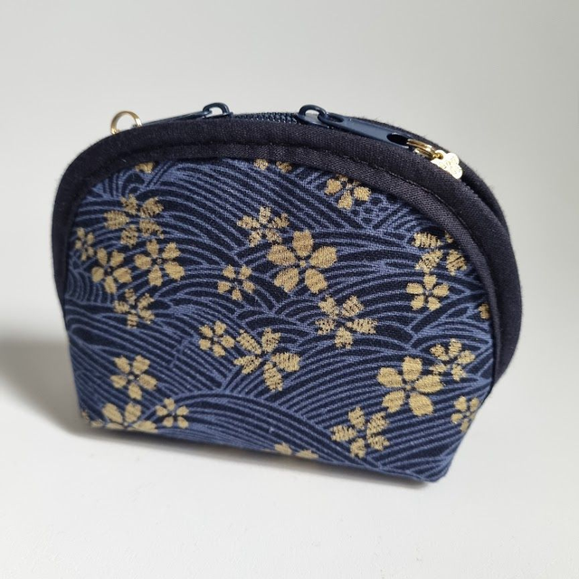 Porte-monnaie arrondi "Sakura" bleu marine