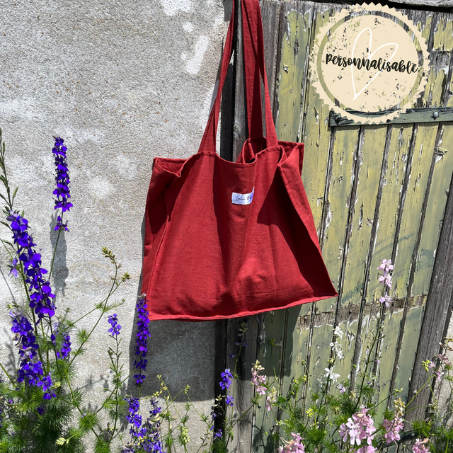 Grand cabas en lin bohème &quot;Terracotta&quot;