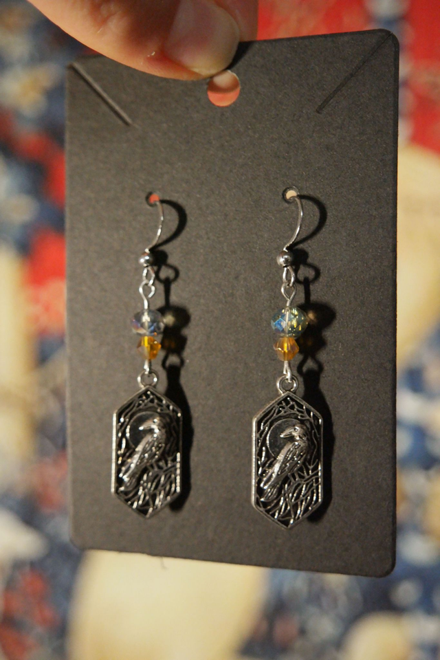 Boucles d'oreilles corbeau