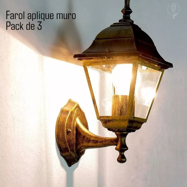 Farol aplique muro Pack de 3