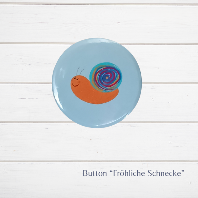 "Fröhliche Schnecke" - Button mit Magnet und Anstecknadel