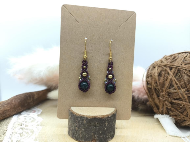 Boucles d'oreilles perles laiton, perles miyuki et perles grenat 