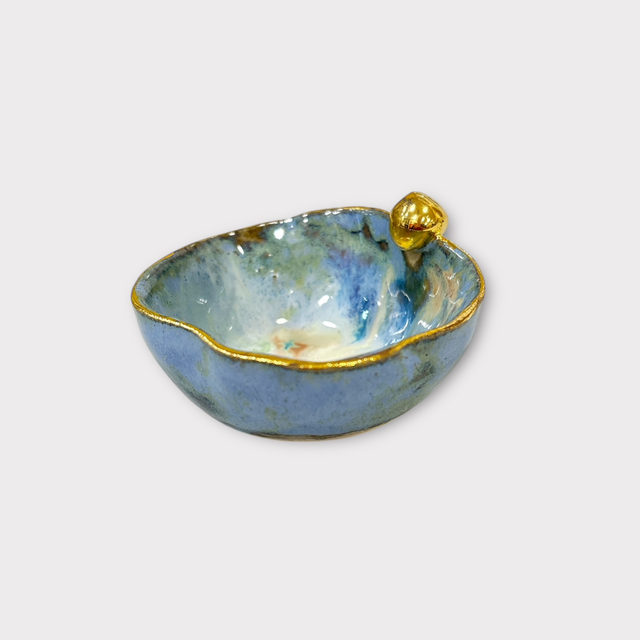 Smykkeskål #12 m. Guldknop, lille, Af Helle Bornæs 