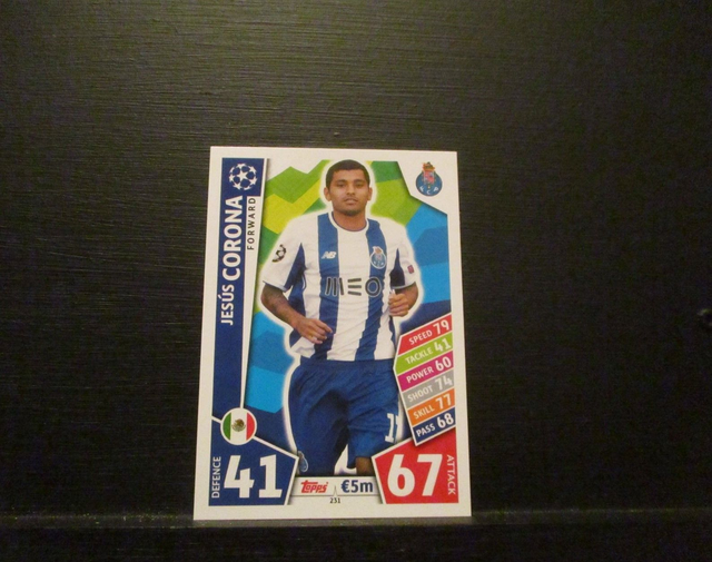 Jesus Corona - UEFA Champions League Match Attax 2017/18 Original Trading Card #231