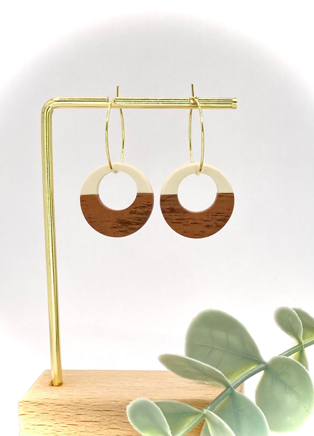 Wood cutout earrings 