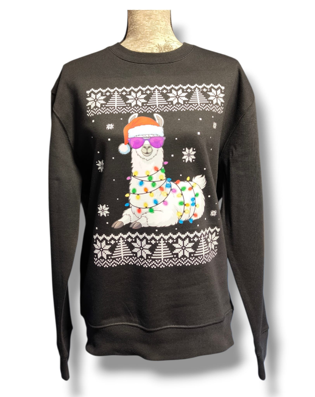 Pull "pas si moche de noël" modèle lama 