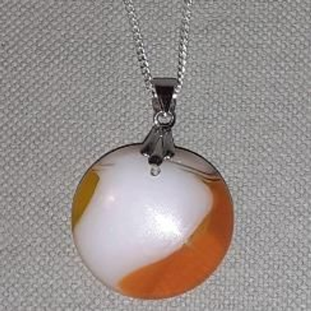 orange  and white glass  pendant 