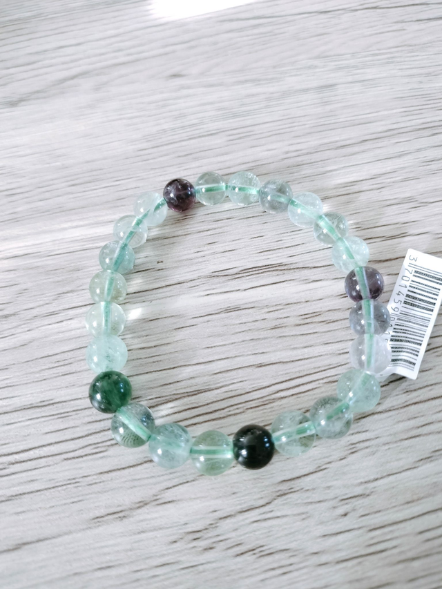 Bracelet boules 8 mm en pierre naturelle - Fluorine multicolore - Taille 1