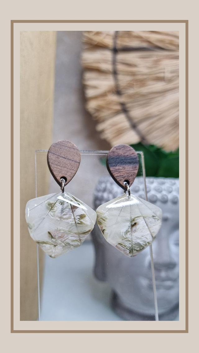 Boucles d&#039;oreilles fausse pierre naturelle coquillage 
