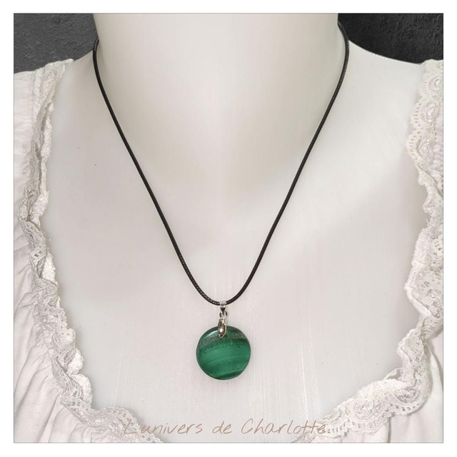 "Malachite" - Pendentif sur cordon - PN-034