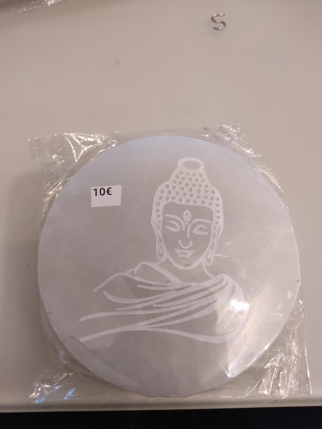 Plaque sélénite bouddha 