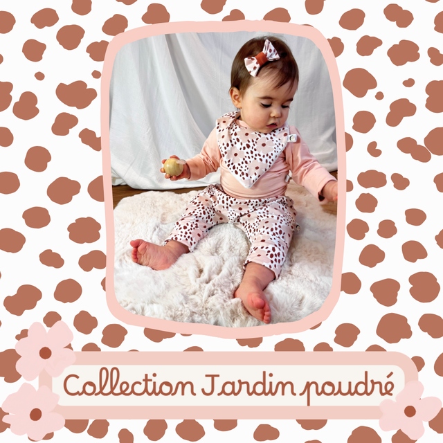 Barrette nœud anti-glisse - collection Jardin poudré