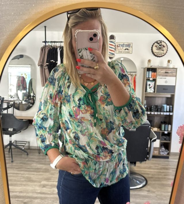 Chemisier fluide fleur vert 