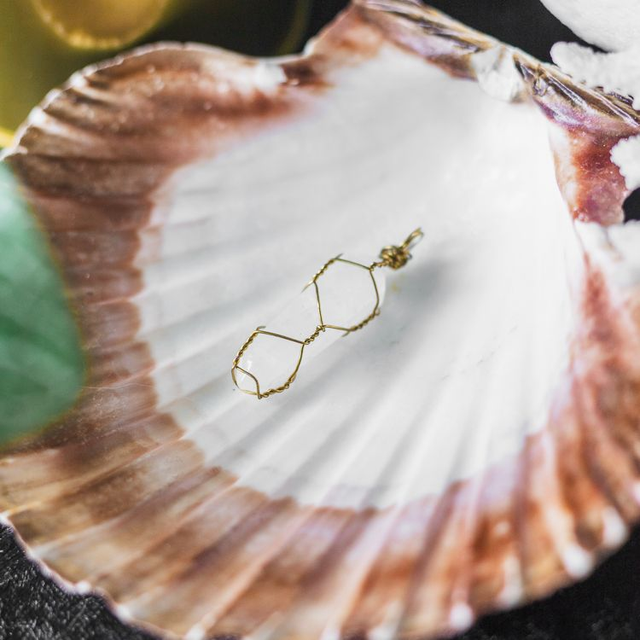 Clear Quartz Polished Pendant Brass