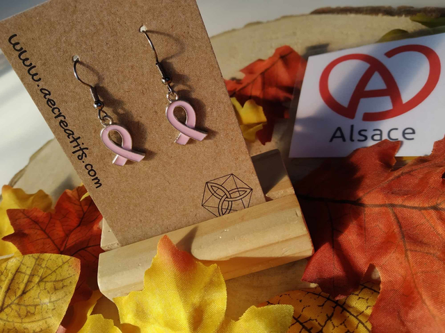 Boucles d&#039;oreilles Ruban Rose 