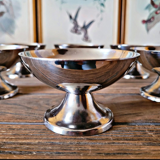 X Coupes à glaces inox vintage basse style Guy Degrenne (lot de 6)